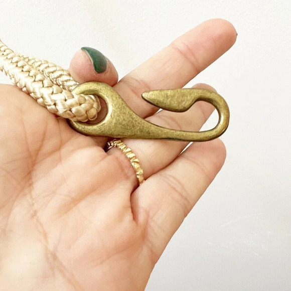 Vintage 80s Women Bronze Color Round Buckle Stretchy Rope Belt 34" Sz S/M - Picture 4 of 8